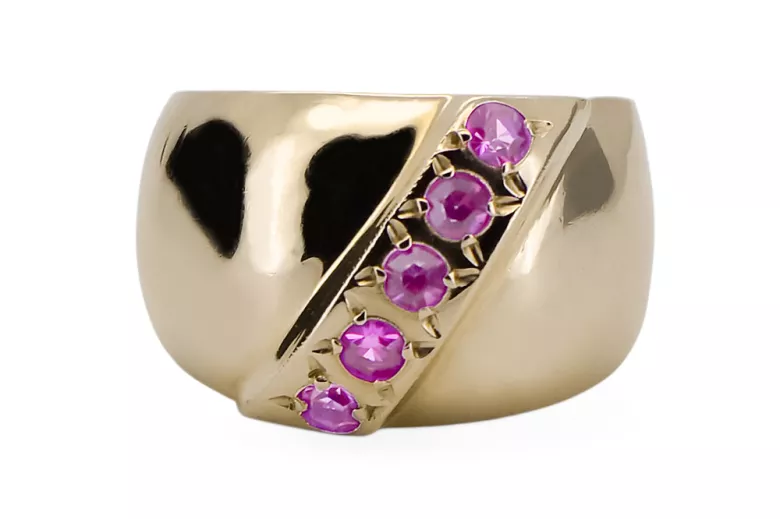 Ring Vintage Handwerk Amethyst 14 Karat Gelbgold vrc036y